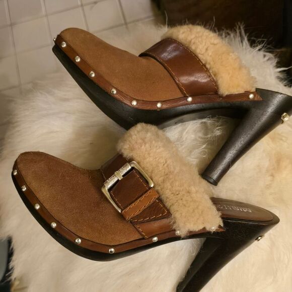 MICHAEL KORS FUR TRIMMED MULES - Picture 1 of 8